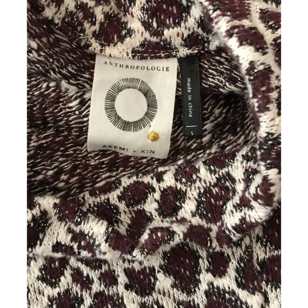 Anthropologie Akemi + Kin Leopard Mock Neck Top Small Sleeveless Metallic Knit - Picture 7 of 9